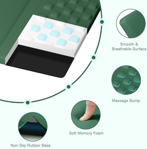Ospelelf Keyboard Wrist Rest Stand Pad and Ergonomic Mouse Pad Set with Large Mousepad, Memory Foam Comfort, Premium Office Desk Accessories for Pain Relief, Green - Image 3