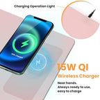 Desk Mat Wireless Charging Mouse Pad Large 32x16 Journey Desk Pad Mat with Wireless Charger Waterproof Pink Leather Computer Mat with Phone Charger Mousepad Non-Slip for Keyboard and Mouse - Image 3
