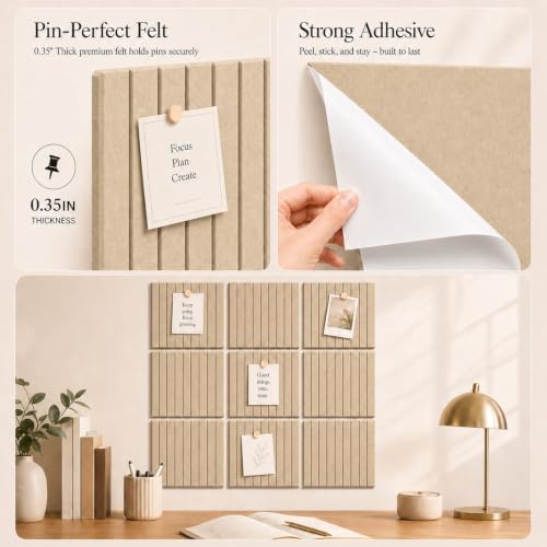 Stripe Felt Bulletin Board Tiles, Cork Board Alternative 48 x 36 in - Image 3