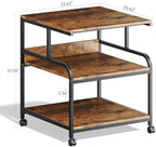 Warmiehomy 24x24 inches Printer Stand with Adjustable Storage Shelf - Large Printer Table with Wheels - 3 Tier Rolling Cart - Use for 3D Laser Printer Mini Fridge Home Office (Brown) - Image 3