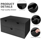 Charmewooden Bamboo Desk Organizer with 3 Drawers, Countertop Organizer with Drawers Makeup Storage Drawer 3 Drawer Tabletop Storage Organization Box Home Office Workspace（Black） - Image 4