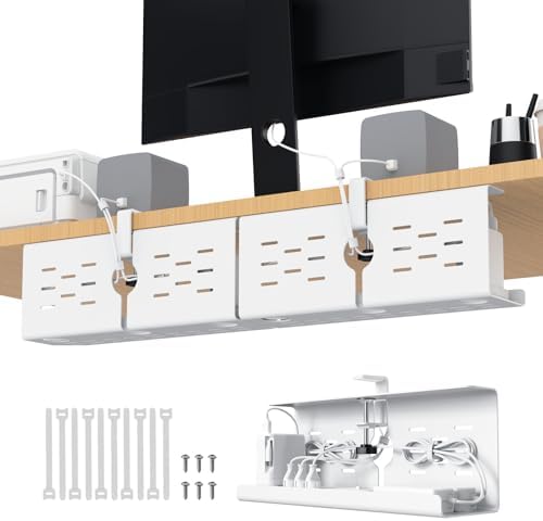 KEEGH 16 in Under Desk Cable Management Tray, Metal Cord Organizer, 2 Pack by KEEGH