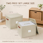 2-Pack Collapsible Storage Bins with Lid - Beige - Image 2