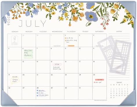 Desk Calendar 2026 with Desktop Mat, Cabbrix Large Desk Pad Calendar 21 x 17 Inch with Planner Template Stencil Set Cover 18 Months Runs From July 2026 to December 2027, Floral Design Calendar 2026 for Home School and Office by CABBRIX
