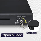 Volcora Cash Register Drawer for Point of Sale (POS) System, 5 Bill/7 Coin, 16" with Adjustable Coin Slots, 12-24V, RJ11/RJ12 Key-Lock, Media Slot, Black - Image 5