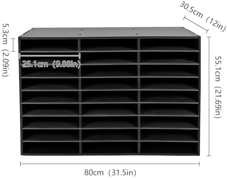 27 Compartments Literature Organizer with Adjustable Shelves Desktop File Sorter Mail Center Paper Storage Cabinet Home & Office Mailbox School Classroom Keepers (Black 27 Slots) - Image 2