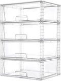 Vtopmart 4 Pack Large Clear Stackable Storage Drawers for Closet, Pantry by Vtopmart