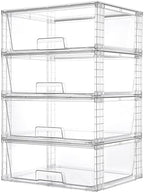 Vtopmart 4 Pack Large Clear Stackable Storage Drawers for Closet, Pantry by Vtopmart