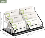 SANRUI Acrylic Black Business Card Holder Clear Desk Display Stand 6 Slot - Image 2