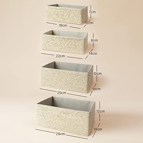 LA JOLIE MUSE Bathroom Basket Organizers, Paper Rope Storage, Beige 4 Pack - Image 4