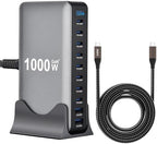 Famous Tech Shop 1000W GaN USB-C Charging Station Bundle, 10-Port Desktop Charger with 2 240W 4-in-1 Cables - Image 7