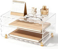 2+1 Tier Paper Letter Tray,Acrylic Desk Organizer with Scalloped Edge& Gold Metal Feet,Top Display Design,Space Saving Clear Organizer for Women, A4 File, Letter, Books,Notes,Home & Office by Swiscena