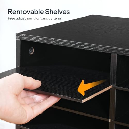 HOOBRO Literature Organizer, 36 Compartments Wooden Mail Organizer, Countertop Literature Sorter with Adjustable Shelves for Home, Office, School, Student Mailbox for Classroom, Black BK123WF01 - Image 6