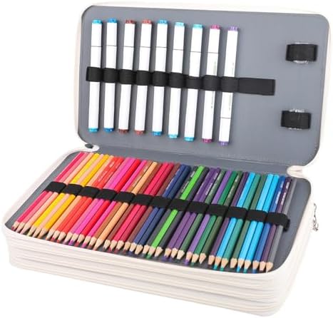 Vomgomfom PU Leather Pencil Case, Holds 100 Markers/300 Pens,Gray Rose - Image 4