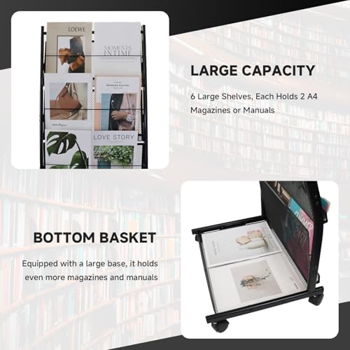 Floor-Standing Magazine Rack 6-Layer with Wheels, Brochure Display Stand for Exhibitions, Office, and Any Organization Requiring Information Display - Image 3