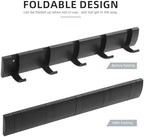 2 Pack Foldable Stylish Modern Hook Rack with 5 Hooks, Coat Hooks Wall Mount, Metal Coat Hook Rail for Coat Hat Towel Purse Robes Mudroom Bathroom Entryway (Black) - Image 4