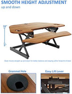 Rocelco 46" Height Adjustable Corner Standing Desk Converter with Dual Monitor Arm BUNDLE - Quick Sit Stand Up Computer Workstation Riser - Extra Large Keyboard Tray - Teak Wood Grain (R CADRT-46-DM2) - Image 3