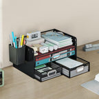 Drawer Organizers 3 Tier Mesh Desk File Holder with Pen Holder - Image 4