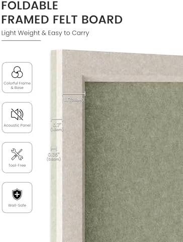 Fluxynara Framed Felt Bulletin Board, 35.4" x 23.6", Sage - Image 3