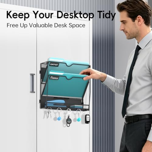 3 Tier Magnetic File Holder with Hooks for Letter Size Files - Image 4