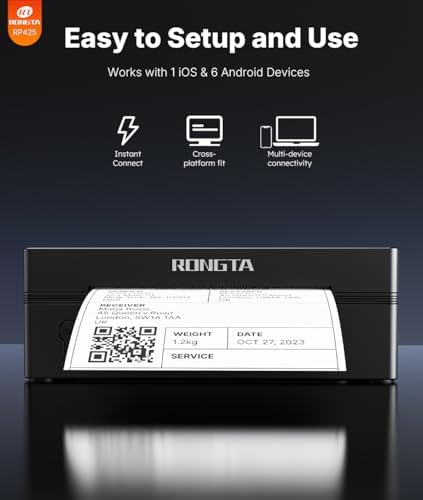 Rongta Bluetooth Shipping Label Printer, Wireless 4x6 Thermal Label Printer for Shipping Packages, Support Phones, Compatible with Windows macOS Android iOS for Small Business - Image 4