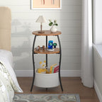 sthemc 3-Tier Small Round End Table Livingroom with Basket for Small Places - Image 5