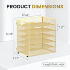 Daltack 6-Tier Paper Organizer for Desk with Handle, Gold, 2 Pack - Image 2