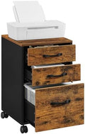 VASAGLE Mobile File Cabinet, 3 Drawers Filing Cabinet with Wheels by VASAGLEbySONGMICSHOME