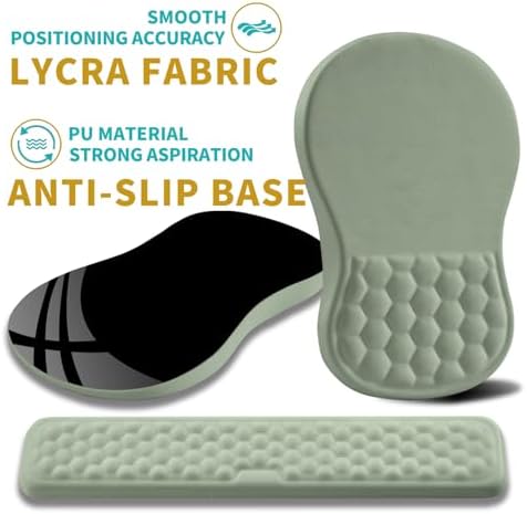 Hokafenle 2 in 1 Ergonomic Mouse Pad Wrist Support & Wrist Rest for Computer Keyboard Set, with Relieve Carpal Tunnel Pain Massage Bulge and Full Memory Gel Design (2In1 Set, Light Green) - Image 6