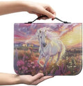 Watercolor Horse Print Bible Cover for Women Girls PU Leather Bible Case Covers Bible Bag Bible Protector with Top Handle Christian Bible Accessories, 2X-Large, BZ44GL by Glomenade