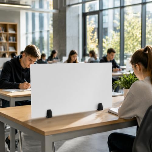 2-Pack Desktop Privacy Panel, 30" W x 18" H Acrylic Desk Divider, Frosted Office Partitions, Clamp-on Protective Desk Shield Board for Offices Schools - Image 5