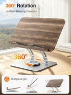 Tounee Adjustable Book Stand with 360° Swivel Base,Bright Silver - Image 4