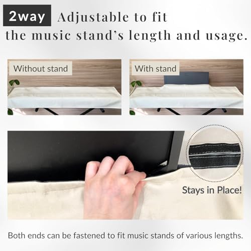 88 Keys Piano Keyboard Dust Cover PiuColor, Designed by Professional Pianist, Music Stand Compatible, Washable Digital Piano Cover, Blends with Your Room, Japan Design (Grayish White) - Image 6