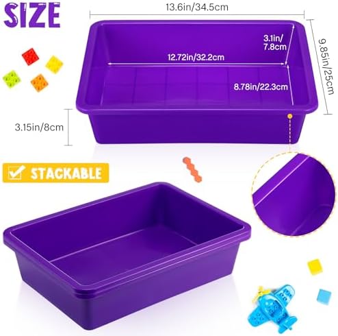 Sintuff 24 Pcs Classroom Paper Tray, Stackable Letter Size Bin, Purple - Image 3