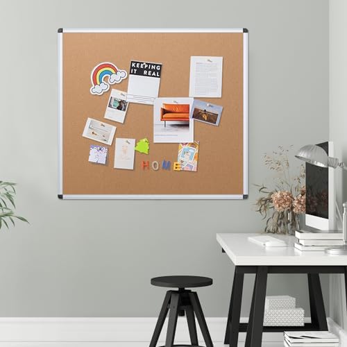 VIZ-PRO Cork Bulletin Board, 48 X 48 Inches, Wall-Mounted Corkboard with Silver Aluminium Frame for School, Office, and Home 4' X 4' - Image 5