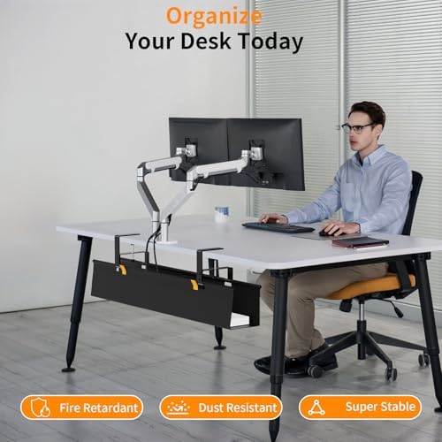 No Drill Under Desk Cable Management Tray (Black) - Image 6