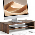 FITUEYES Wooden Monitor Stand Riser, 2-Tier Desk Storage Shelf, Brown by FITUEYES