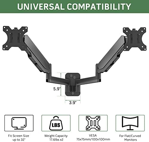 UPGRAVITY Dual Monitor Wall Mount for Two 17-32 inch Flat Computer Screens - Image 2