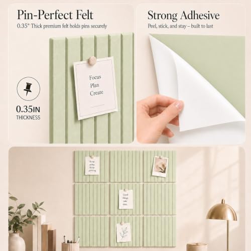 Stripe Felt Bulletin Board Tiles, Cork Board Alternative 48 x 36 in - Image 3