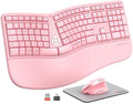 MEETION Ergonomic Keyboard Mouse Combo, Split Design, Vertical Mouse, Pink by MEETION