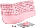 MEETION Ergonomic Keyboard Mouse Combo, Split Design, Vertical Mouse, Pink by MEETION