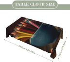 Colored Pencils in Cup Rectangle Tablecloth with Lace Edge - Image 2