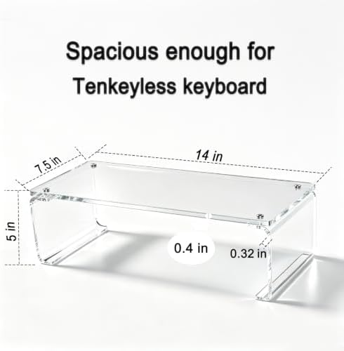 Acrylic Monitor Stand Riser L14" x H5" | Multi-Purpose Desk Organizer for Monitor & Laptop, Compatible with PC, Apple Studio Display and Printer, Ideal for Home Workspaces & Office Desks (Transparent) - Image 2