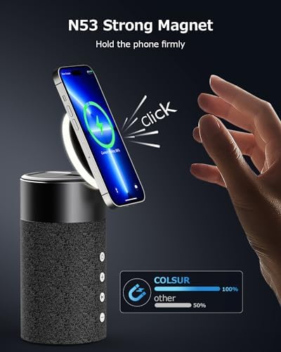 Bluetooth Speaker, Night Light, 15W Magnetic Fast Charging for Apple, Black - Image 3