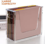 Acrylic Hanging File Organizer, Letter Size Clear File Folder Holder with Handle, Portable Storage Organizer Box for Desk Home Office (No Assembly Required) - Image 5