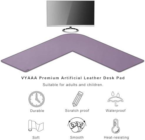 Vyaaa L Shaped Desk Mat Mouse pad, (39"+ 39") x 13" Corner Desk Mat, Purple - Image 3