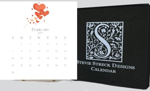 2027 hand-glittered desk calendar.artistic decorative watercolor monthly calendar made in the USA by Stevie Streck Designs. - Image 2