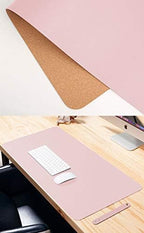 Ruby Lil Natural Cork & Leather Desk Writing Mat, Dual Use Desk Matt for Desktop,Multifunctional Office Desk Pad, PU Leather Mouse Pad,Pink,35"x 18" - Image 2