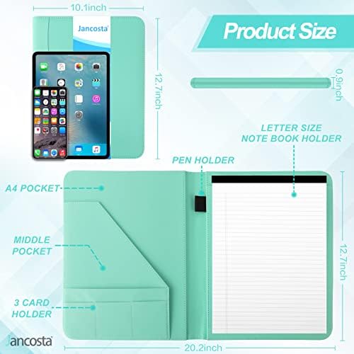 5 Pack Business Padfolio Portfolio Binder, Faux Leather Folio Folder, Resume Legal Document Organizer with Letter Size Writing Notepads (New Robin Egg Blue 5 Pack) - Image 2