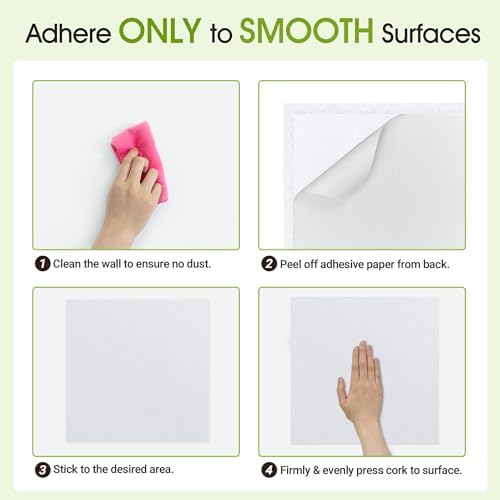 AKTOP White Cork Bulletin Board 12x12, 1/2" Thick Felt Cork Board Tiles 6 Pack, Small Square Pin Board for Wall, Self Adhesive Corkboards with 60 Push Pin Wood Clips for School, Home & Office - Image 7